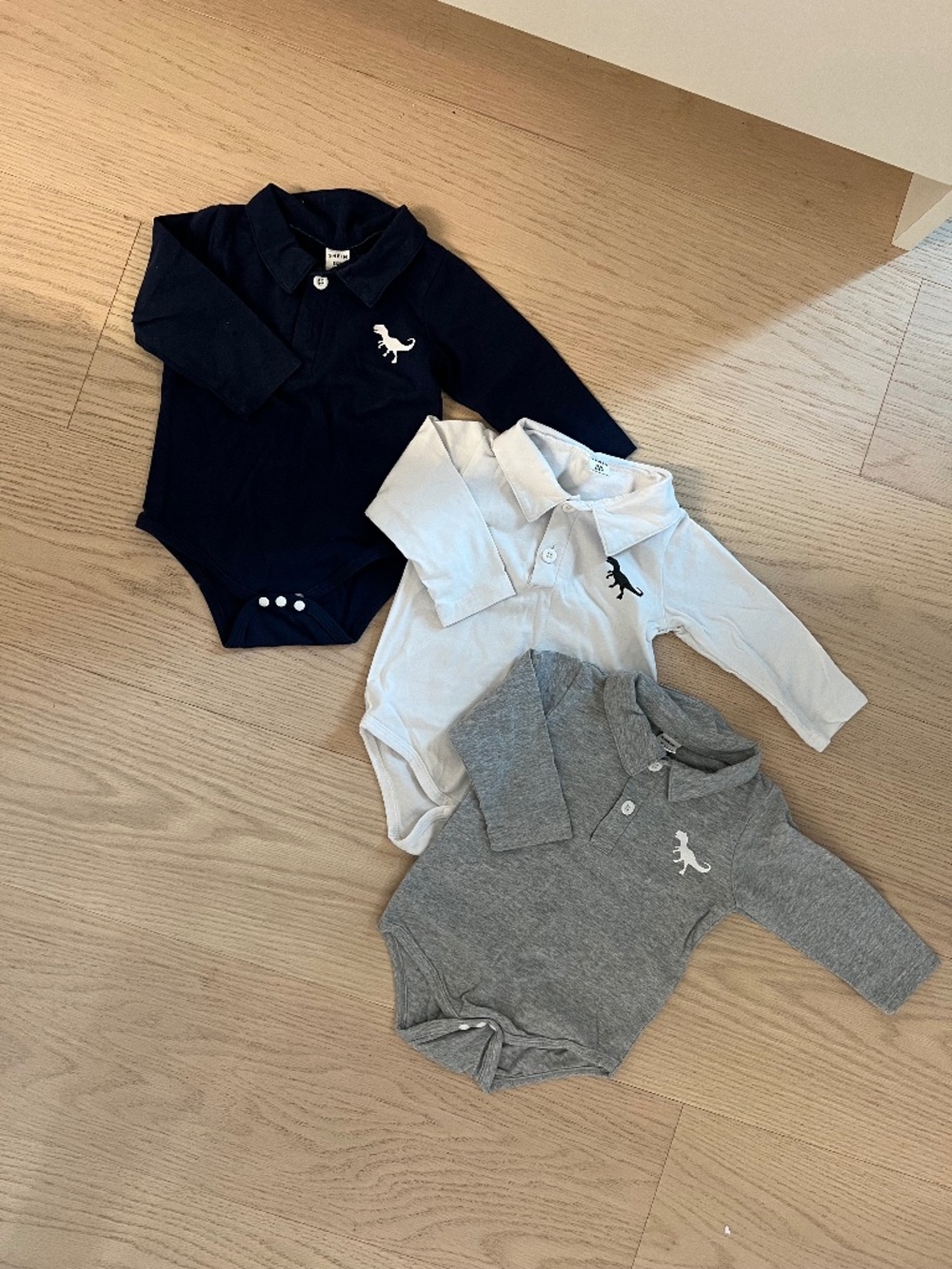 Baby Boy Polo Bodysuits – 3 Pack – Size 6–9 Months